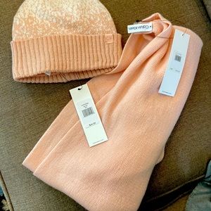 Calvin Klein beanie and scarf. Blush color. Never worn.